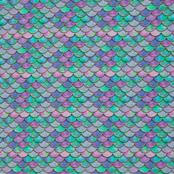 Baumwolljersey Melody Mermaid klein, bunt/türkis/aqua/pink by Swafing